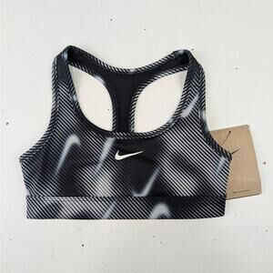 Nike Pro Girls XS Swoosh Sports Bra - Black & White